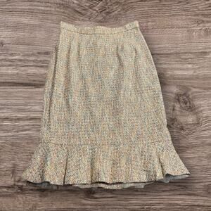 Vanessa Riley London Peplum Skirt Multicolored Weave Gold MIDI Size 12 NEW NWT